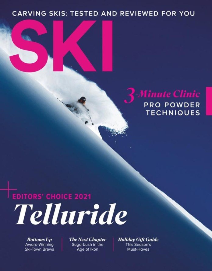 SKI Magazine December 2020 cover - Tsaina Reborn, Valdez Heli-Ski Guides