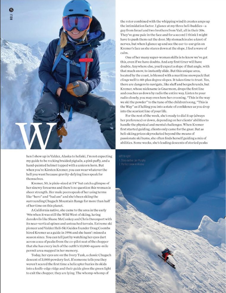 Kirsten Kremer profiled in SNOW Magazine
