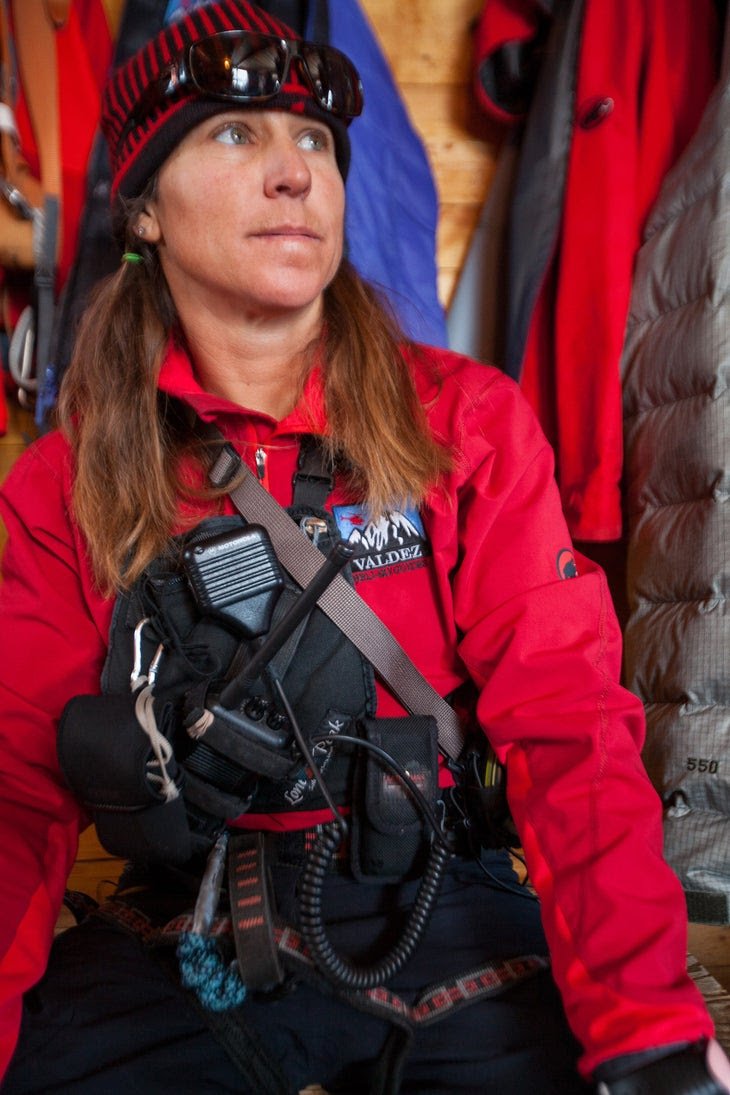 Kirsten Kremer, veteran guide at Valdez Heli-Ski Guides, in the Chugach Mountains