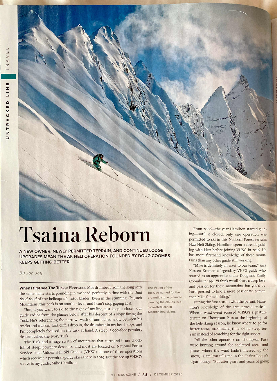 ski mag cover december 2021 telluride valdez alaska canada heliski heli ski skiing tsaina lodge valdez