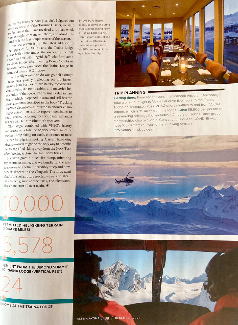 ski mag cover december 2021 telluride valdez alaska canada heliski heli ski skiing tsaina lodge valdez